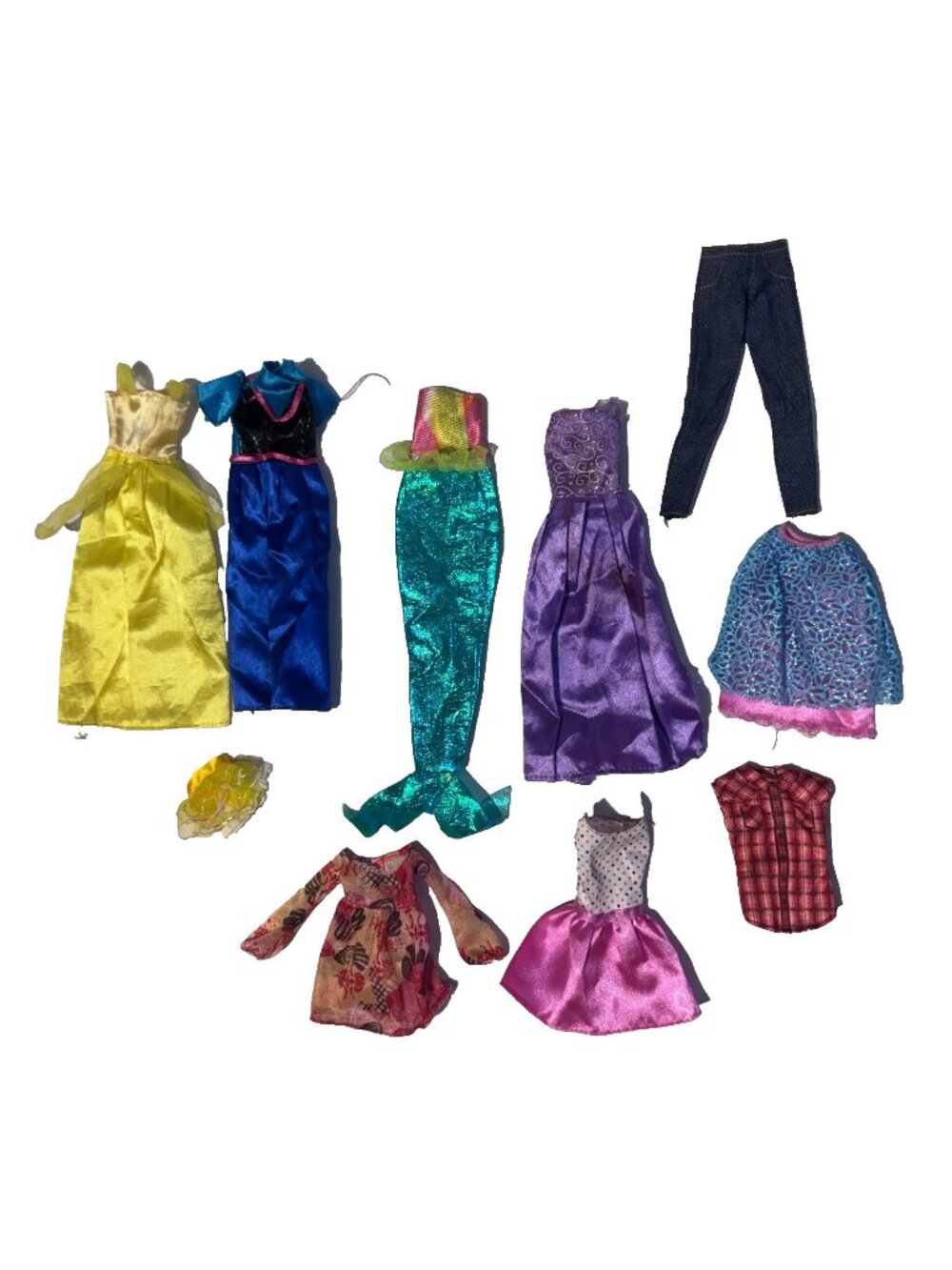 Mattel Barbie Doll Clothes Prinesses Dresses Mermaid Outfit Jeans Tops Mixed Lot